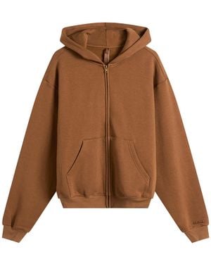 Skims Cotton Fleece Classic Zip Up Hoodie - Brown