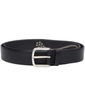 Anderson's Andersons Narrow Stud Trimmed Leather Belt - Black