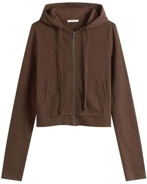 Entire studios Lightweight Crop Zip-Up Hoodie - Brown