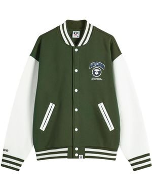 Aape By A Bathing Ape Aape Now Fleece Baseball Jacket - Green