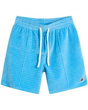 CASABLANCA Velour Pintuck Shorts - Blue