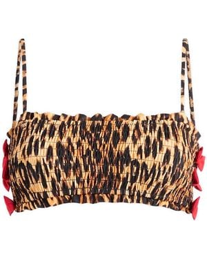 Damson Madder Shirred Bow Bikini Top - Black