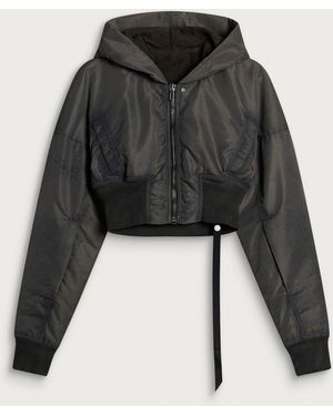 Rick Owens Hooded Cropped Flight Jacket - Black
