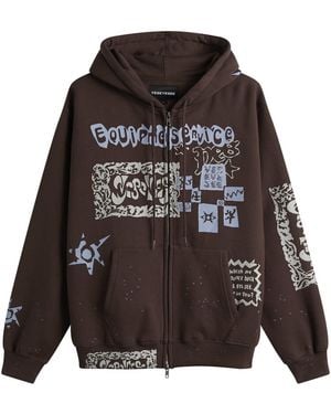 YESEYESEE Scanned Zip-Up Hoodie - Brown