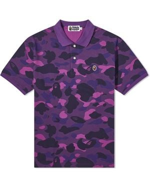 A Bathing Ape Colour Camo Ape Head One Point Polo - Purple