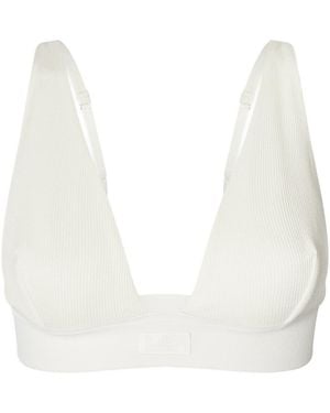 Skims Cotton Rib Plunge Bralette - White