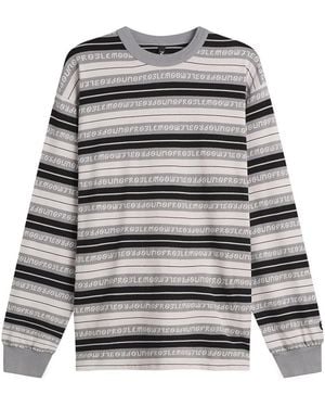 No Problemo Jacquard Stripe Long Sleeve T-Shirt - Gray