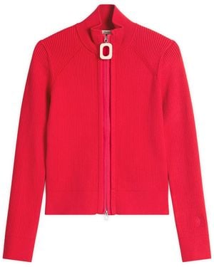 JW Anderson Fitted Zip Up Cardigan - Red