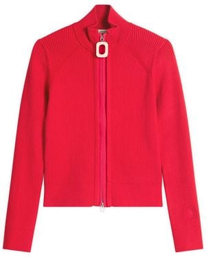 JW Anderson Fitted Zip Up Cardigan - Red