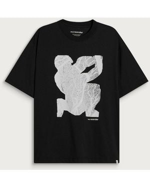 and wander Greykjavík Tree By Siggi Odds T-Shirt - Black