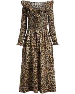 Damson Madder Harper Shirred Midi Dress - Natural