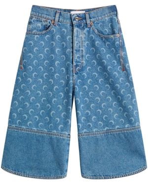 Marine Serre Moon Laser Denim Bermudas - Blue