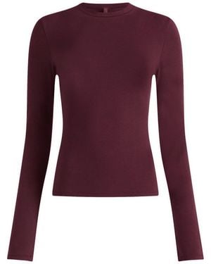 Skims Cotton Jersey Long Sleeve T-Shirt - Purple