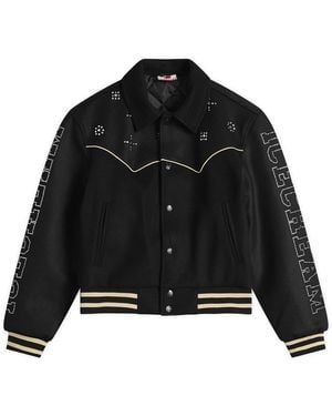 ICECREAM Western Crystal Varsity Jacket - Black