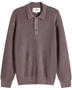 Corridor NYC Long Sleeve Slouchy Polo - Brown