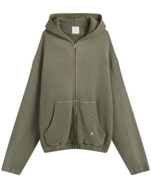 ROA Bee Sun Faded Waffle Zip Up Hoodie - Green