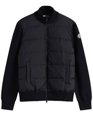 Moncler Hybrid Padded Front Wool Zip Jacket - Black