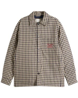Drole de Monsieur Check Overshirt With Slogan - Black