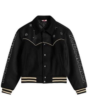 ICECREAM Western Crystal Varsity Jacket - Black