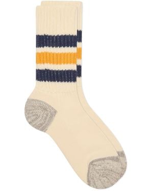 RoToTo Coarse Ribbed Old School Crew Socks - Blue