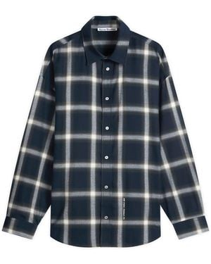 Acne Studios Setar Long Sleeve Flannel Shadow Check Shirt - Blue