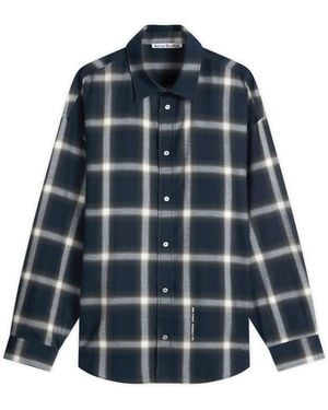 Acne Studios Setar Long Sleeve Flannel Shadow Check Shirt - Blue