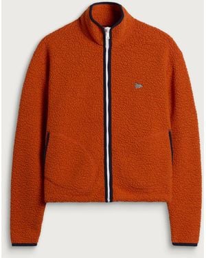 Drake's Boucle Wool Zip Fleece Jacket - Orange