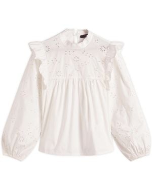 Weekend by Maxmara Taddeo Frill Long Sleeve Blouse - White