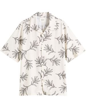 NN07 Ole Botanical Print Short Sleeve Shirt - White