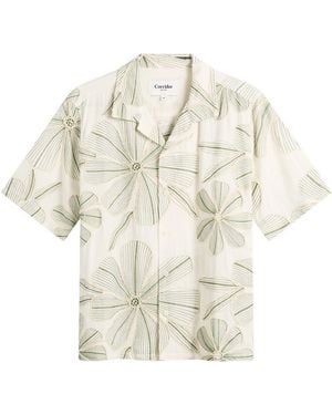 Corridor NYC Linen Applique Short Sleeve Shirt - Natural