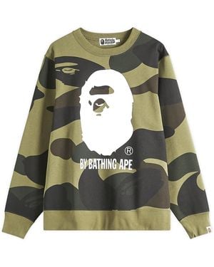 A Bathing Ape Giant 1St Camo By Bathing Ape Crew Sweatshirt - Green