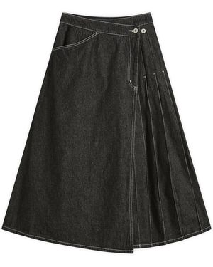 Beams Boy Wraped Pleated Skirt - Black