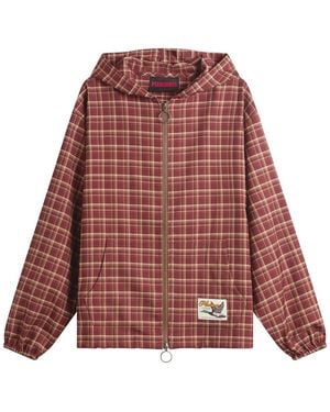 Pleasures Mallard Plaid Zip Hoodie - Red