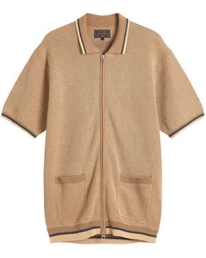 Beams Plus Zip Knit Polo - Natural