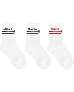 ADANOLA 3 Pack College Socks - White