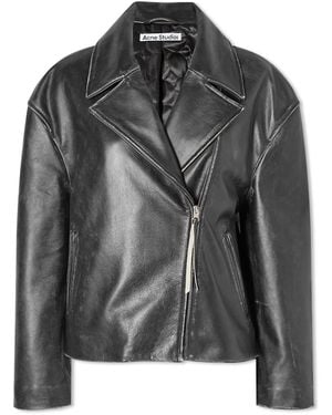 Acne Studios Leather Jacket With A 'Vintage' Effect - Black