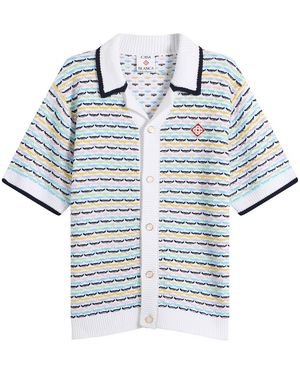 CASABLANCA Tuck Stitch Short Sleeve Shirt - Blue