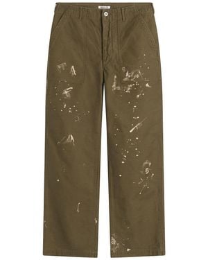 AURALEE Washed Baggy Satin Bleached Baker Trousers - Green