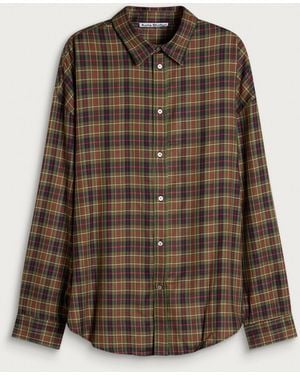 Acne Studios Setar Check Flannel Long Sleeve Shirt - Brown