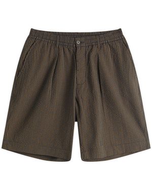 Universal Works Japanese Seersucker Pleated Track Shorts - Grey