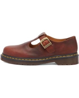 Dr. Martens Leather T-Bar Mary Jane Shoes - Brown