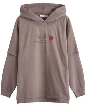 Acne Studios Floor Double Layer Business Card Logo Hoodie - Brown