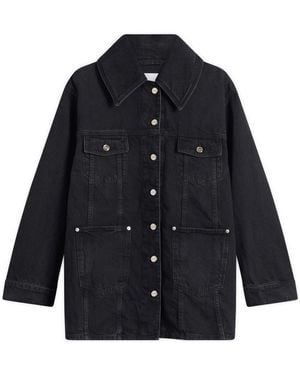 Ganni Rigid Denim Midi Jacket - Blue