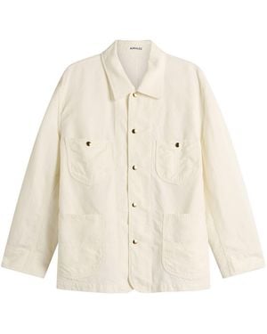 AURALEE Wool Cotton Linen Ox Work Jacket - Natural