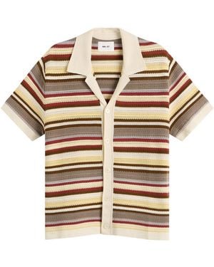 NN07 Lars Stripe Polo Cardigan - Metallic