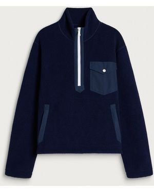 Drake's Quarter Zip Fleece Jacket - Blue