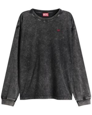 DIESEL Garment Dyed Long Sleeve T-Shirt - Black