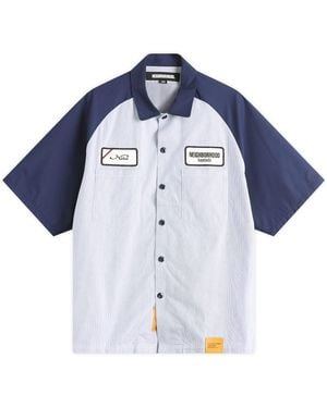 Neighborhood Classic Stripe Short Sleeve Work Shirt - Blue
