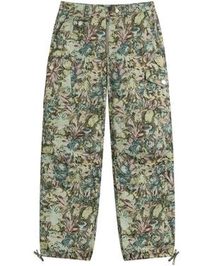 Ganni Printed Stretched Cotton Trousers - Green