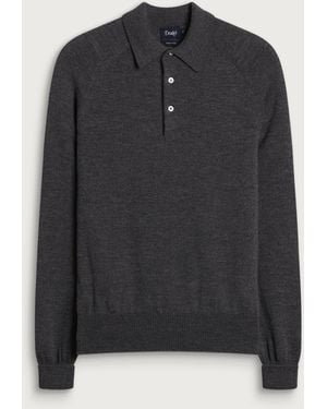 Drake's Long Sleeve Merino Wool Knitted Polo - Black